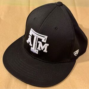 Top of the World Black Hat with White Embroidery of Texas AM